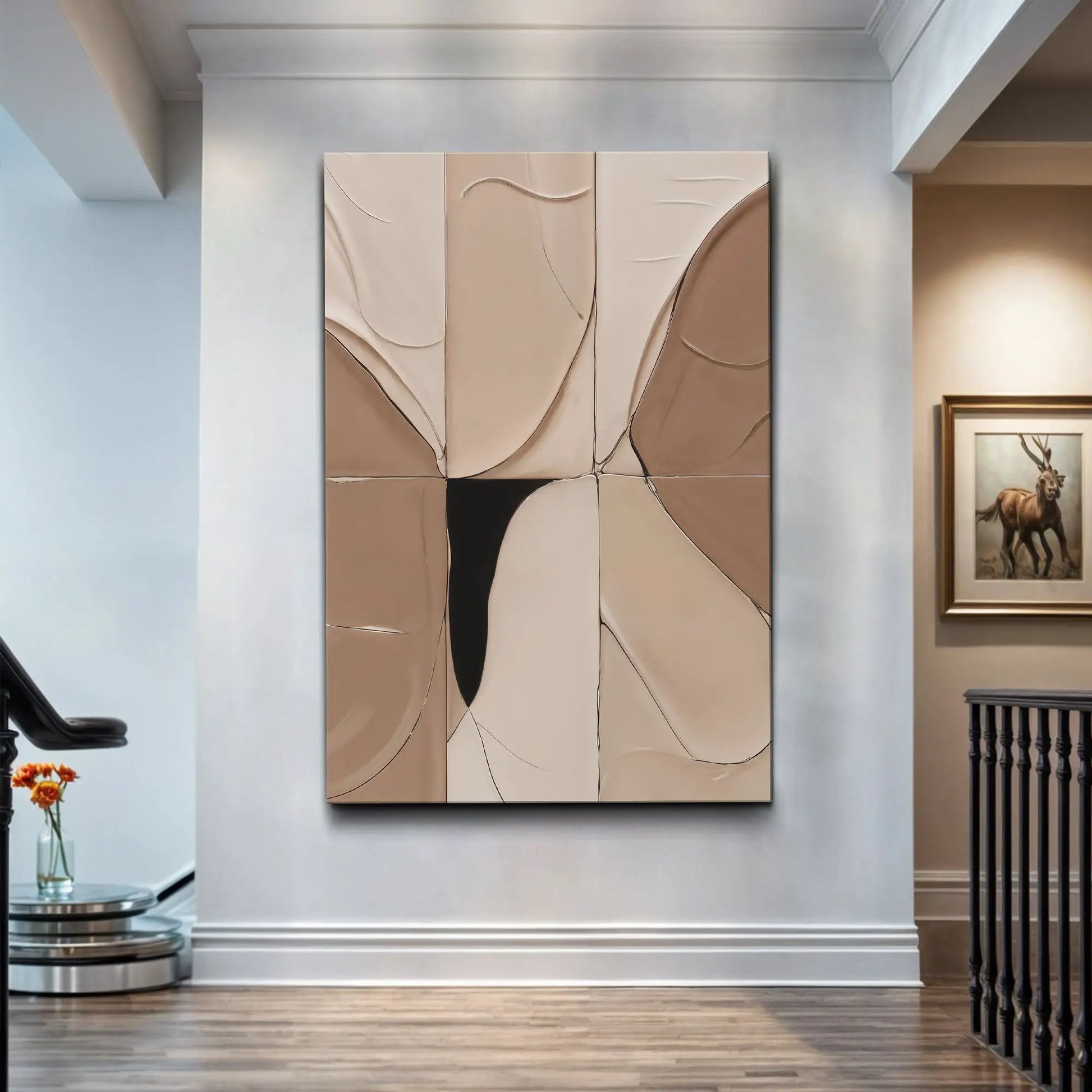 Neutral Abstract Boho Wall Art canvas, six-panel beige modular design by Tailored Canvases on Tampa Home & Garden Store