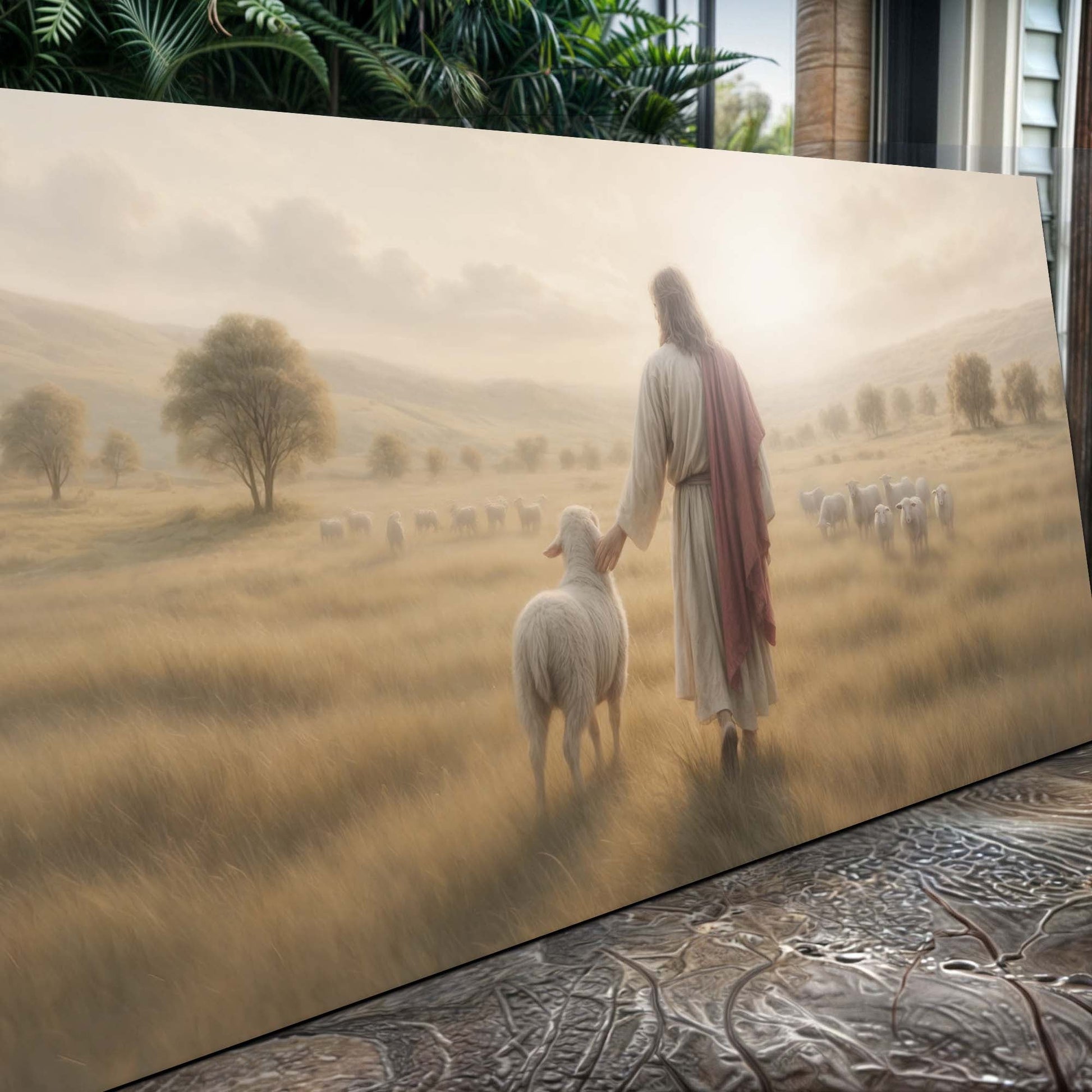 Canvas 99 Faith Wall Art II by Tailored Canvases; pastoral landscape with shepherd and sheep on Tampa Home & Garden Store