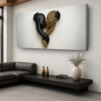 Eternal Love Figure Abstract Wall Art IV canvas black and gold intertwined heart sculpture on Tampa Home & Garden Store