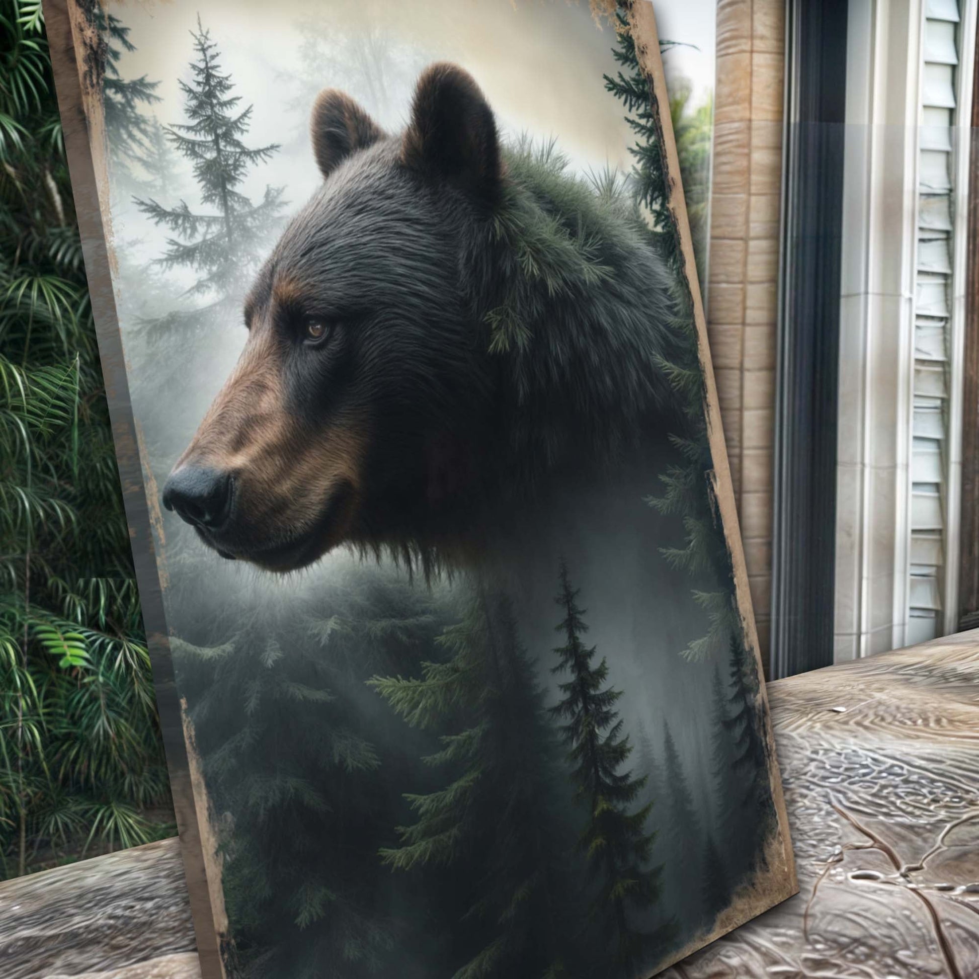 Black Bear Exposure Wall Art Canvas Tailored Canvases forest scenery crafting canvas on Tampa Home & Garden Store