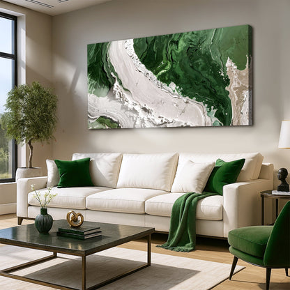 Green Rivers Abstract Wall Art IV canvas by Tailored Canvases; green and white swirl on Tampa Home & Garden Store