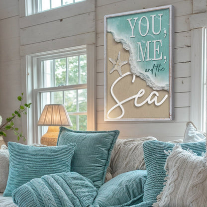 You Me and the Sea Coastal Sign VI canvas Tailored Canvases turquoise sea starfish on Tampa Home & Garden Store