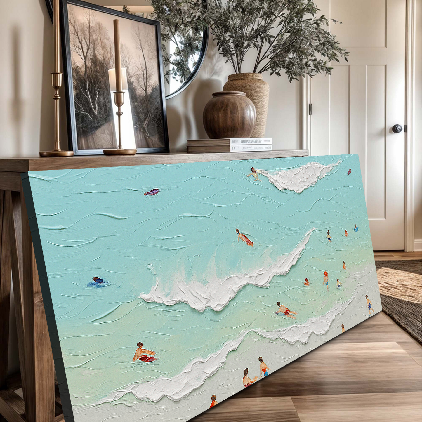 Beach Days Wall Art X canvas by Tailored Canvases; turquoise seascape with textured waves on Tampa Home & Garden Store