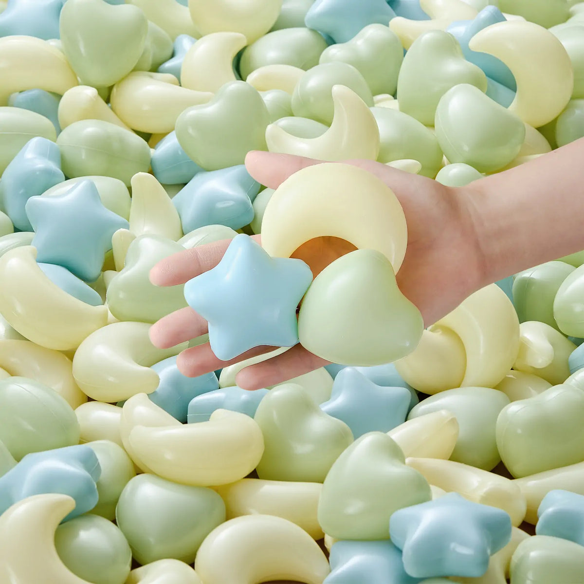 Tiny Land FunShapes Ocean Ball 200 pcs pastel crescent and star ball pit balls blue green yellow on Tampa Home & Garden Store