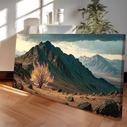 Burning Bush Faith Wall Art VI canvas with mountain landscape and fiery foreground on Tampa Home & Garden Store