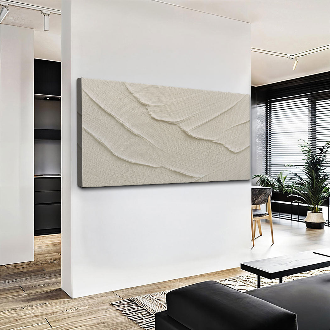 Abstract Minimalist Wave Wall Art II canvas by Tailored Canvases in beige textured waves on Tampa Home & Garden Store