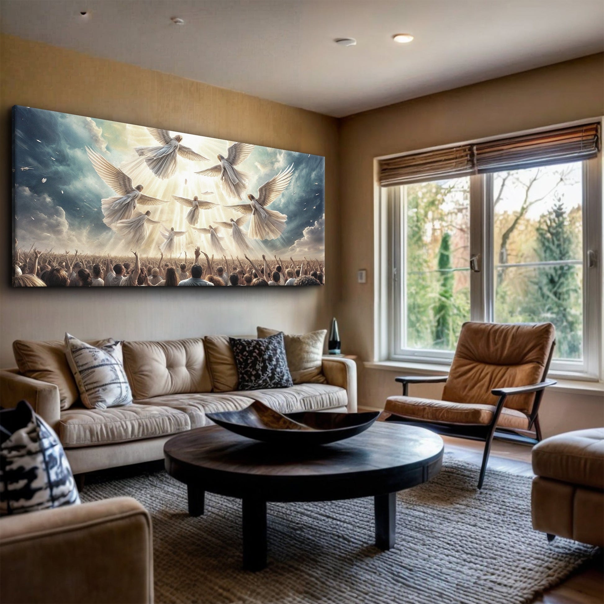 Praise Faith Wall Art canvas by Tailored Canvases; ethereal angels in blue skies on Tampa Home & Garden Store