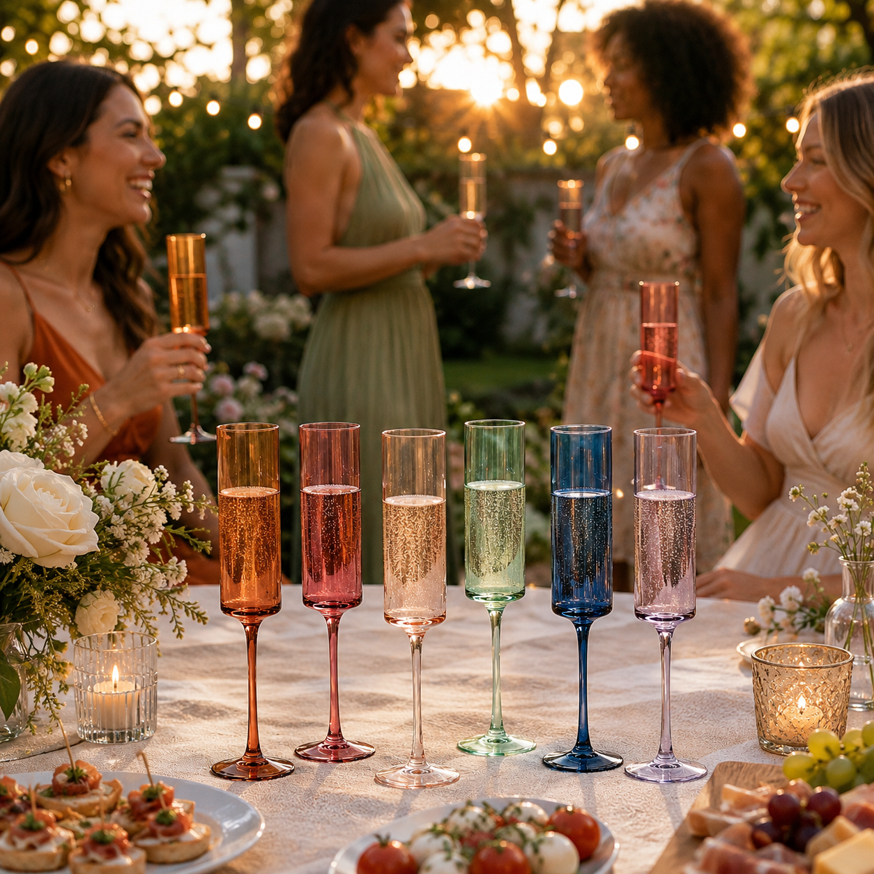 Tonal Champagne Flute Set And Six Glasses