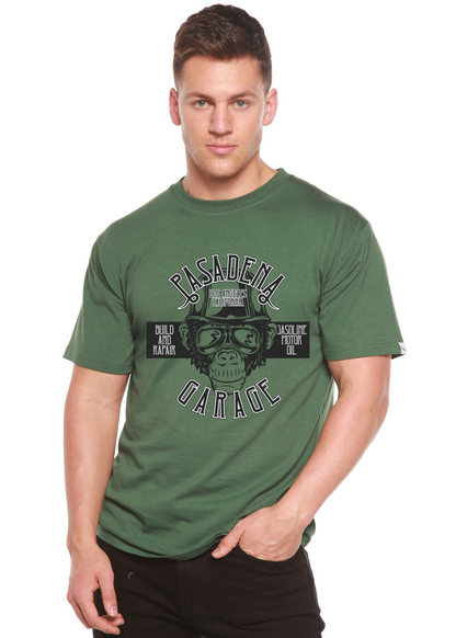 Pasadena Garage bamboo viscose/organic cotton short sleeve graphic tee olive green on Tampa Home & Garden Store