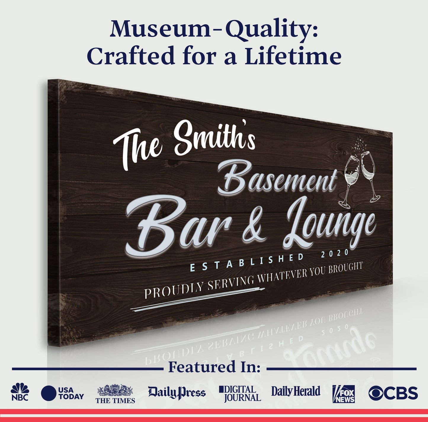 Basement Bar & Lounge Sign IV canvas Tailored Canvases; dark wood with white The Smiths on Tampa Home & Garden Store