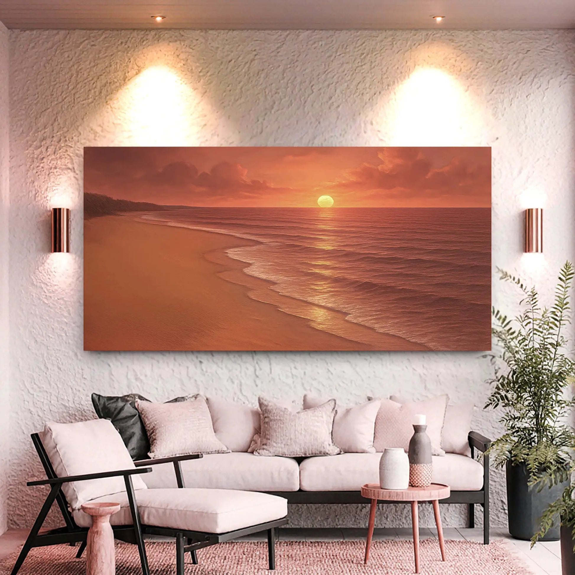 Beach Shoreline Coastal Wall Art VII canvas by Tailored Canvases, sunset beach scene on Tampa Home & Garden Store