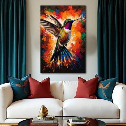 Humming Bird Abstract Wall Art canvas by Tailored Canvases with vibrant multicolor hues on Tampa Home & Garden Store