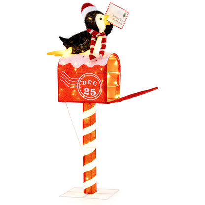 4.8 ft Christmas lighted penguin on red mailbox with 100 warm white LEDs DirectDeals on Tampa Home & Garden Store