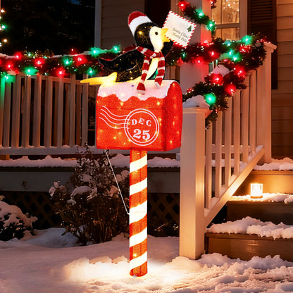 4.8 ft penguin mailbox decoration with 100 warm white LEDs by DirectDeals on Tampa Home & Garden Store