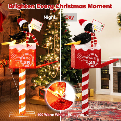 4.8 ft Christmas lighted penguin on mailbox decoration with 100 warm white LEDs DirectDeals on Tampa Home & Garden Store