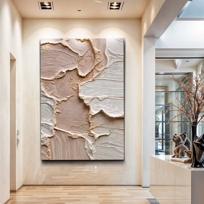 Canvas Ivory Minimalist Abstract Wall Art with beige stone textures in a modern interior on Tampa Home & Garden Store