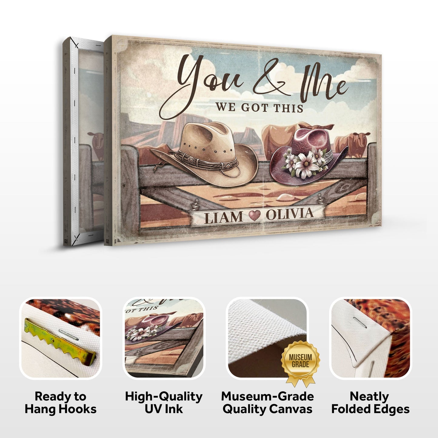 Cowboy Themed We Got This Couple Sign canvas by Tailored Canvases, rustic western hats scene on Tampa Home & Garden Store