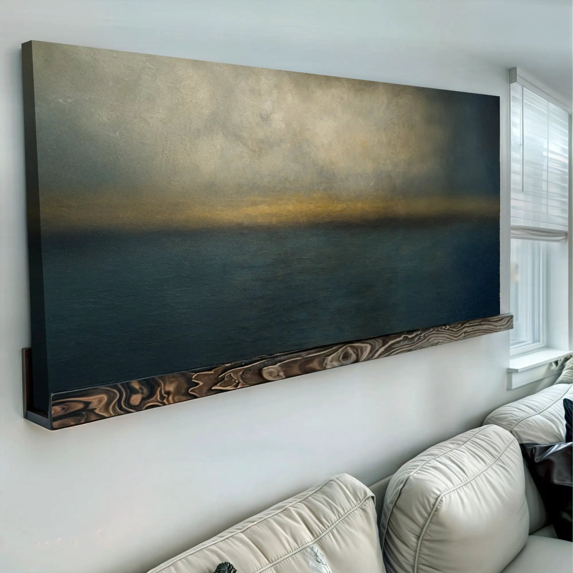 Waterscape Abstract Wall Art canvas with teal to gold gradient on Tampa Home & Garden Store