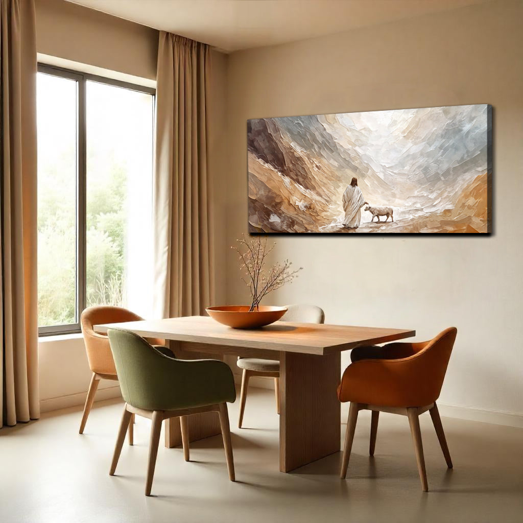 Shepherd’s Path Faith Wall Art canvas in warm earth tones by Tailored Canvases on Tampa Home & Garden Store
