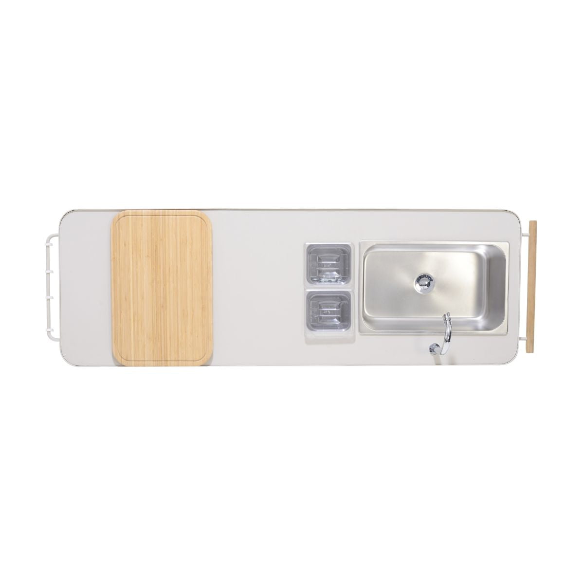 Portals Light Outdoor Kitchen module with stainless sink and bamboo board, 2 containers on Tampa Home & Garden Store