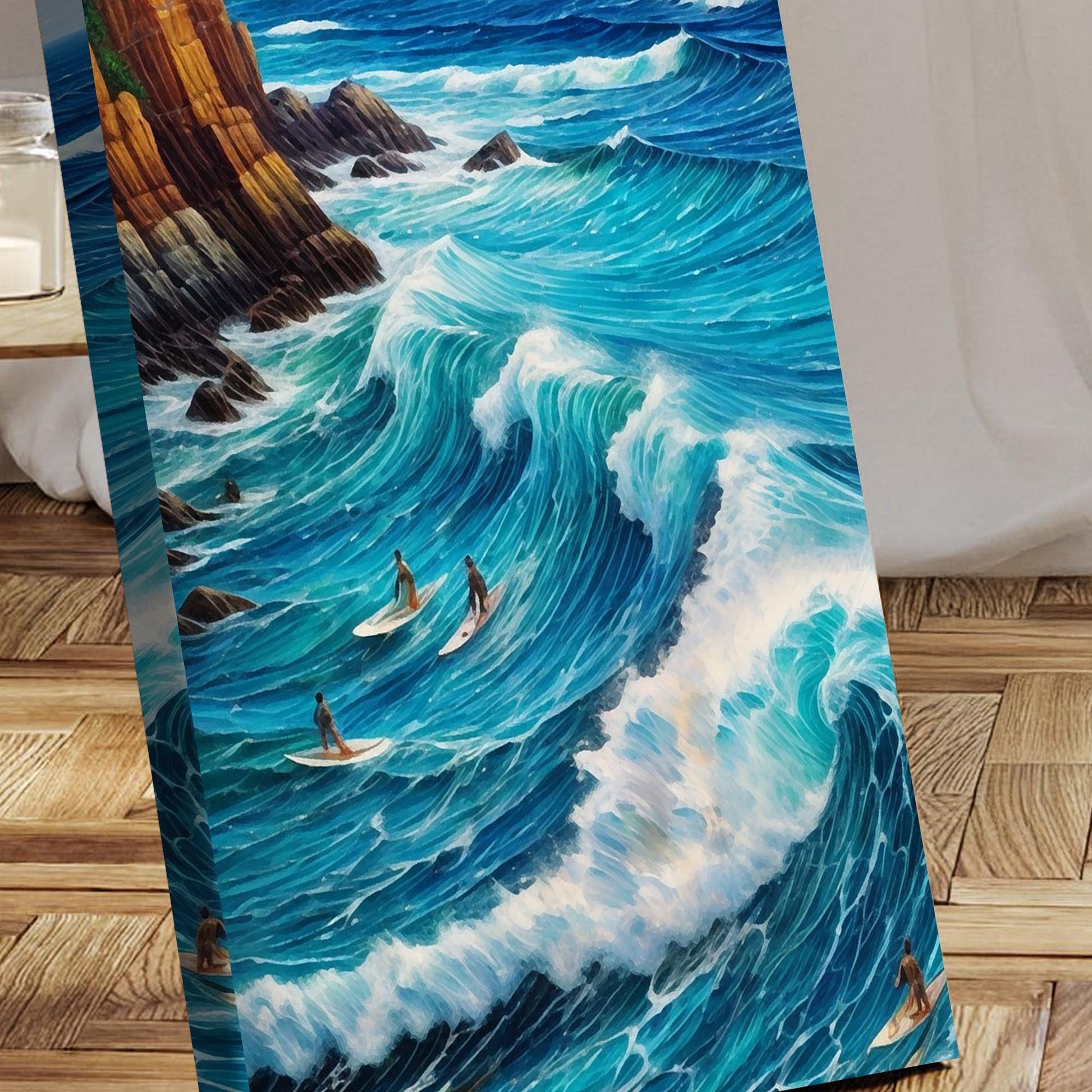 Beach Days Wall Art XX canvas by Tailored Canvases; vibrant blue ocean waves and rocky coastline on Tampa Home & Garden Store