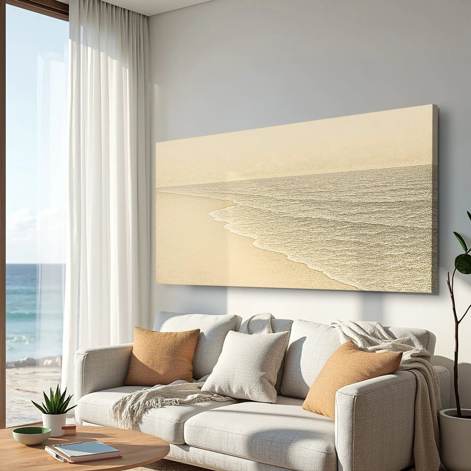Beach Shoreline Coastal Wall Art III canvas by Tailored Canvases, beige coastal wall art on Tampa Home & Garden Store
