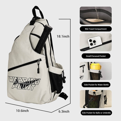 Warping Point Pickleball Sling Bag Grey with wet towel compartment and side mesh pocket on Tampa Home & Garden Store