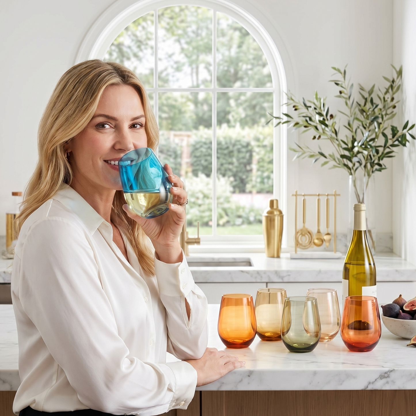 Eze Acrylic Stemless Wine Glassware and Set of 6