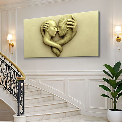 Eternal Love Figure Abstract Wall Art canvas sculpture in gold tones of embracing figures on Tampa Home & Garden Store