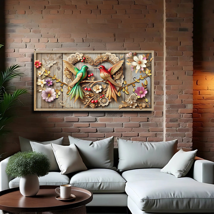 3D Hummingbirds Wall Art VII canvas by Tailored Canvases with green and red hummingbirds on Tampa Home & Garden Store