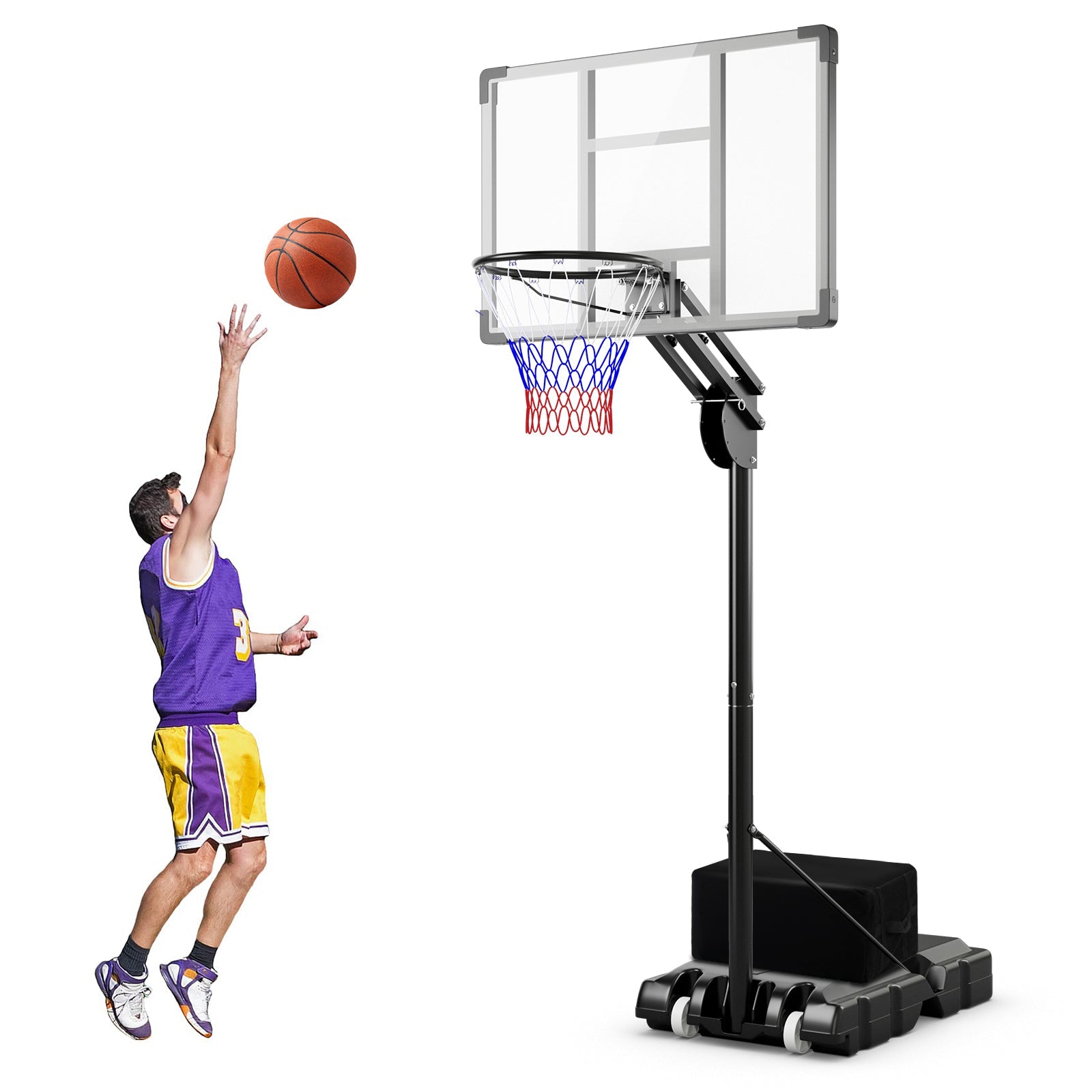 4.9-10 Feet Adjustable Basketball Hoop with Shatterproof Backboard - Tampa Home & Garden Store