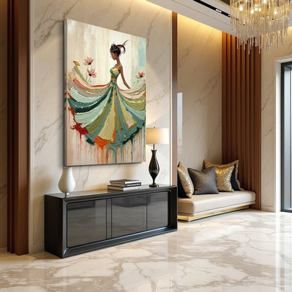 Blooming Modern Abstract Wall Art canvas by Tailored Canvases with flowing pastel ribbons on Tampa Home & Garden Store