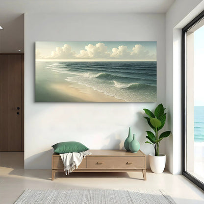 Beach Shoreline Coastal Wall Art VI canvas with ocean waves in blue by Tailored Canvases on Tampa Home & Garden Store