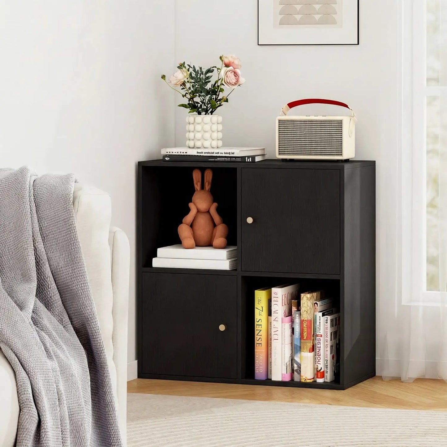4-Cube Bookcase with 2 Cabinets and Anti-Tip Kit