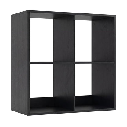 Estantería de 4 cubos con barandilla trasera para sala de estar o dormitorio - Blanco