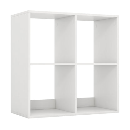 Estantería de 4 cubos con barandilla trasera para sala de estar o dormitorio - Blanco