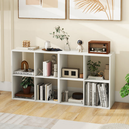 Estantería de 4 cubos con barandilla trasera para sala de estar o dormitorio - Blanco