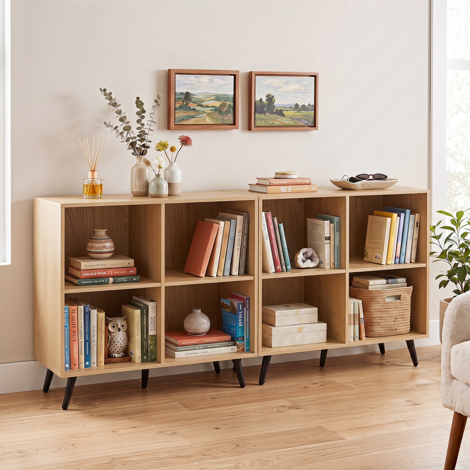 4-Cube Bookshelf with Metal Legs bookcase in natural wood finish by DirectDeals on Tampa Home & Garden Store