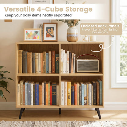 4-Cube Bookshelf with Metal Legs in natural wood finish, DirectDeals bookcase on Tampa Home & Garden Store