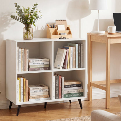 4-Cube Bookshelf with Metal Legs - White DirectDeals bookcase with open cubbies and black legs on Tampa Home & Garden Store