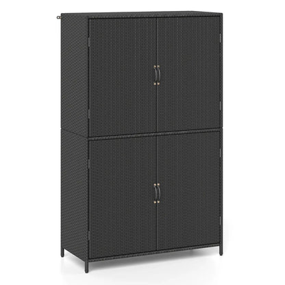 Rattan Vertical Shed With Adjustable Shelves