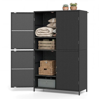 Rattan Vertical Shed With Adjustable Shelves