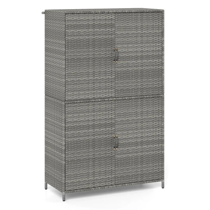 Rattan Vertical Shed With Adjustable Shelves