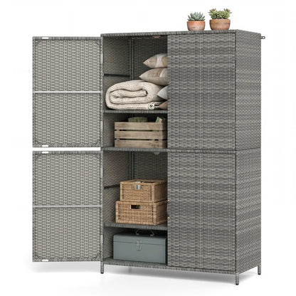 Rattan Vertical Shed With Adjustable Shelves