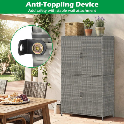 Rattan Vertical Shed With Adjustable Shelves
