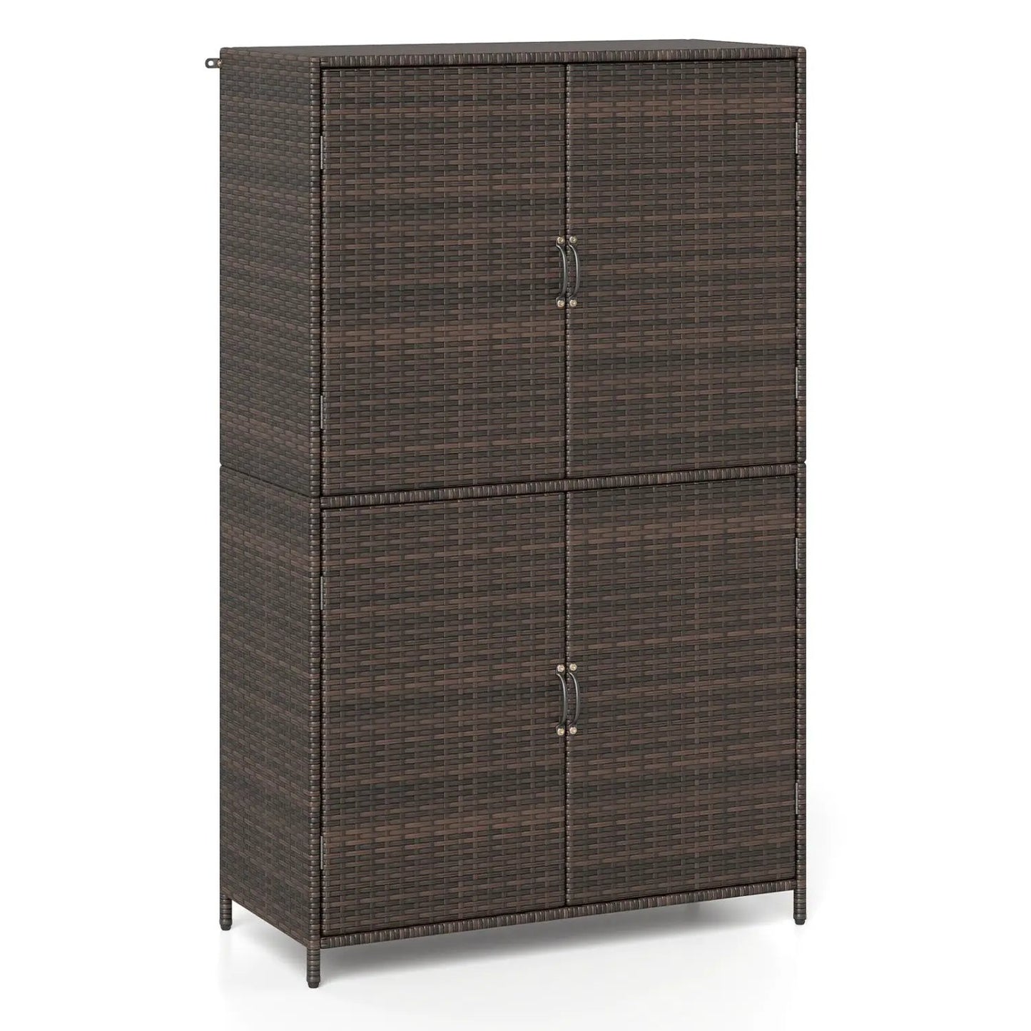 Rattan Storage Shed With Adjustable Shelves