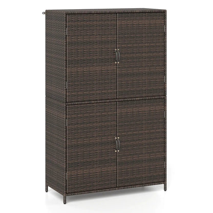Rattan Storage Shed With Adjustable Shelves