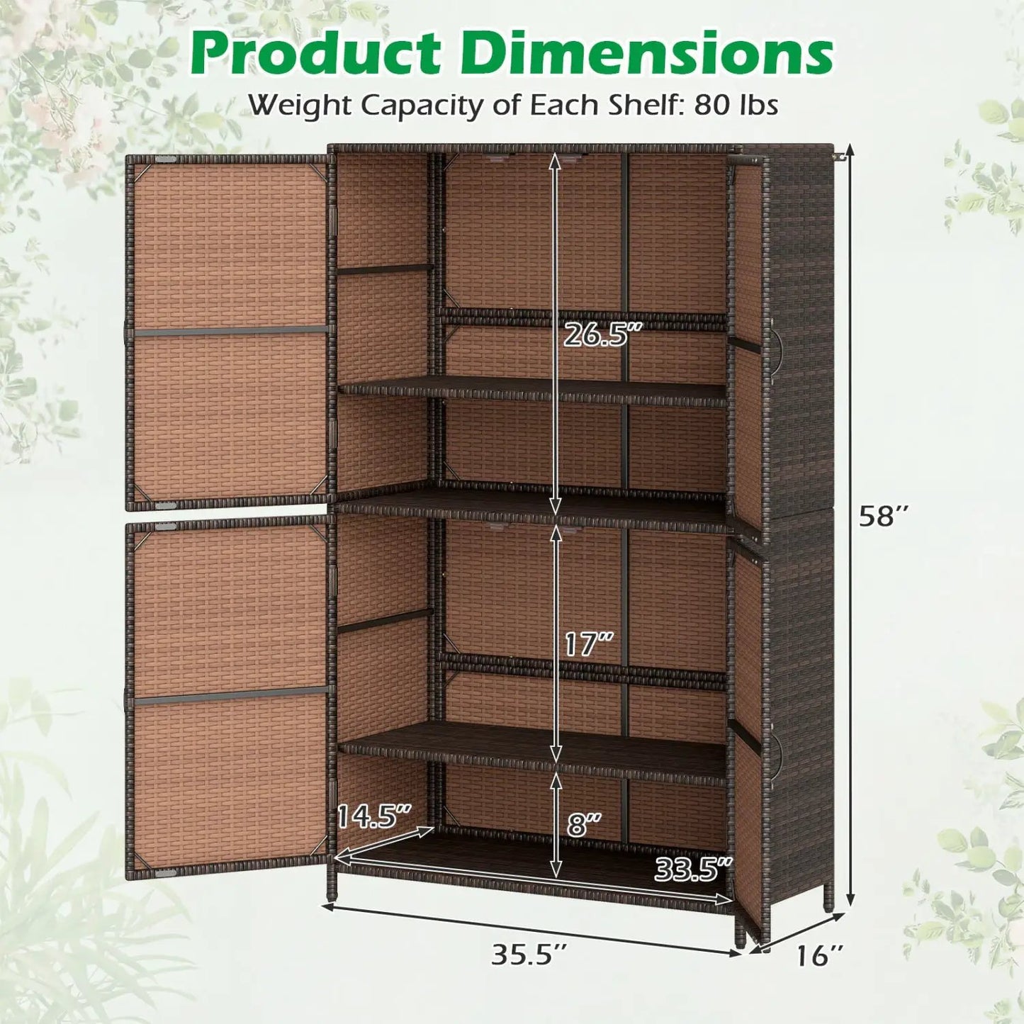 Rattan Storage Shed With Adjustable Shelves