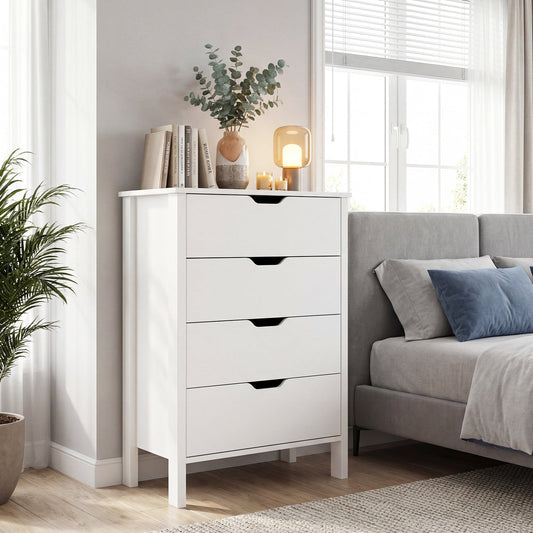 4-Drawer Dresser Wooden Nightstand with Anti-Tipping Kits-White - Tampa Home & Garden Store