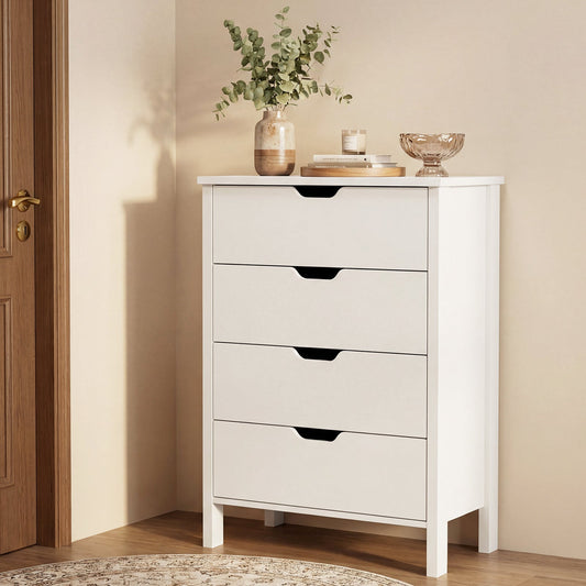 4-Drawer Dresser Wooden Nightstand with Anti-Tipping Kits-White - Tampa Home & Garden Store